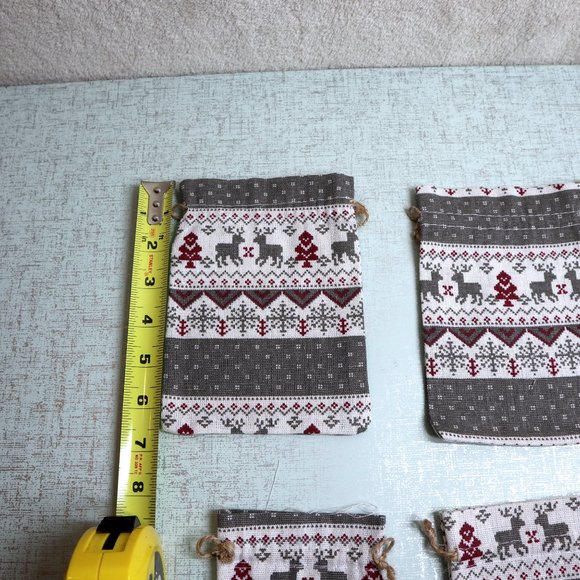 Red & Gray Christmas Burlap Bags 4 Days Xmas Countdown Calendar Stocking Grey - Picture 9 of 12